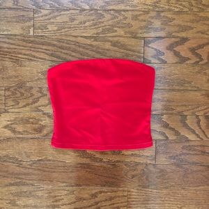 Aritzia TNA red cropped strapless tube top